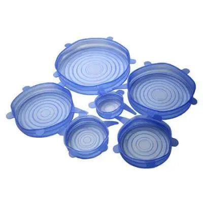Набір силіконових кришок для зберігання продуктів -30-230°C Silicon Lids 6 шт. різних розмірів Блакитний (opt-19960)