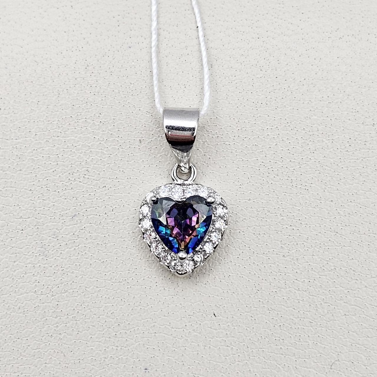 Серебряный кулон с мистик кварцем Сердце 1,14 г (2906868973)