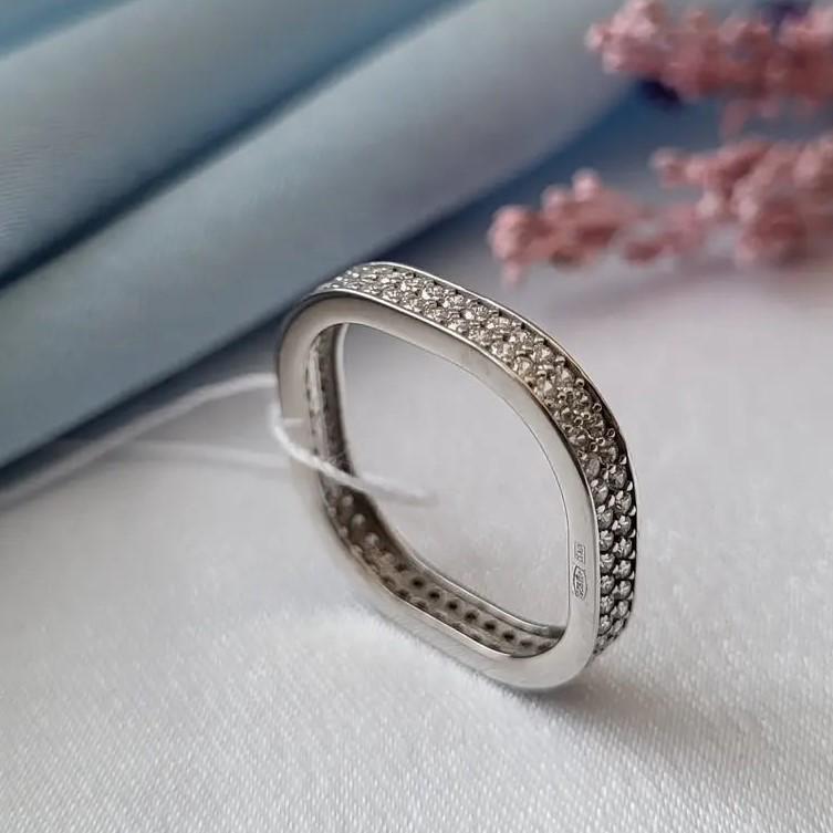 Кольцо дорожка с камнями квадратное р. 17,5 (1160)