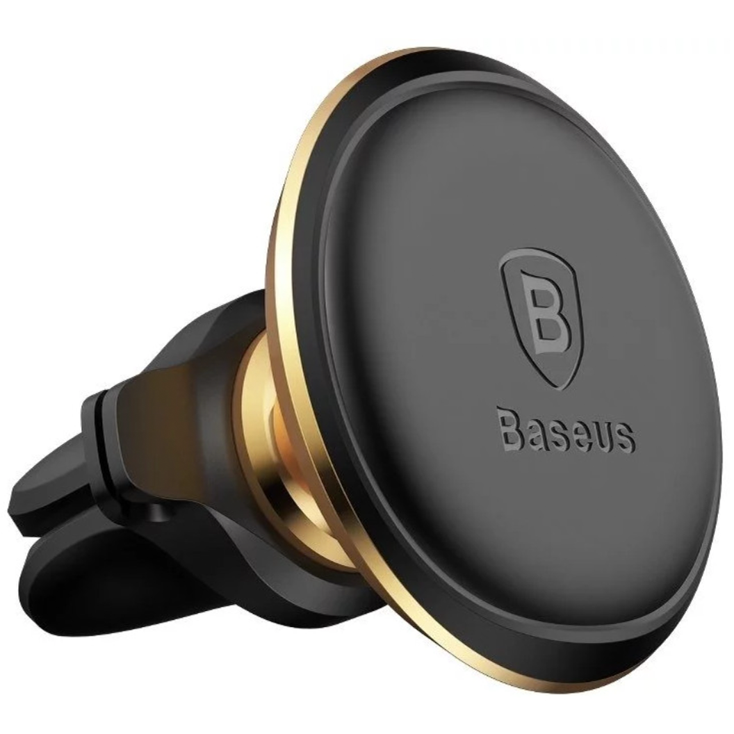 Автомобильный держатель Baseus Magnetic Air Vent Car Mount Holder with Cable Clip Gold - фото 3