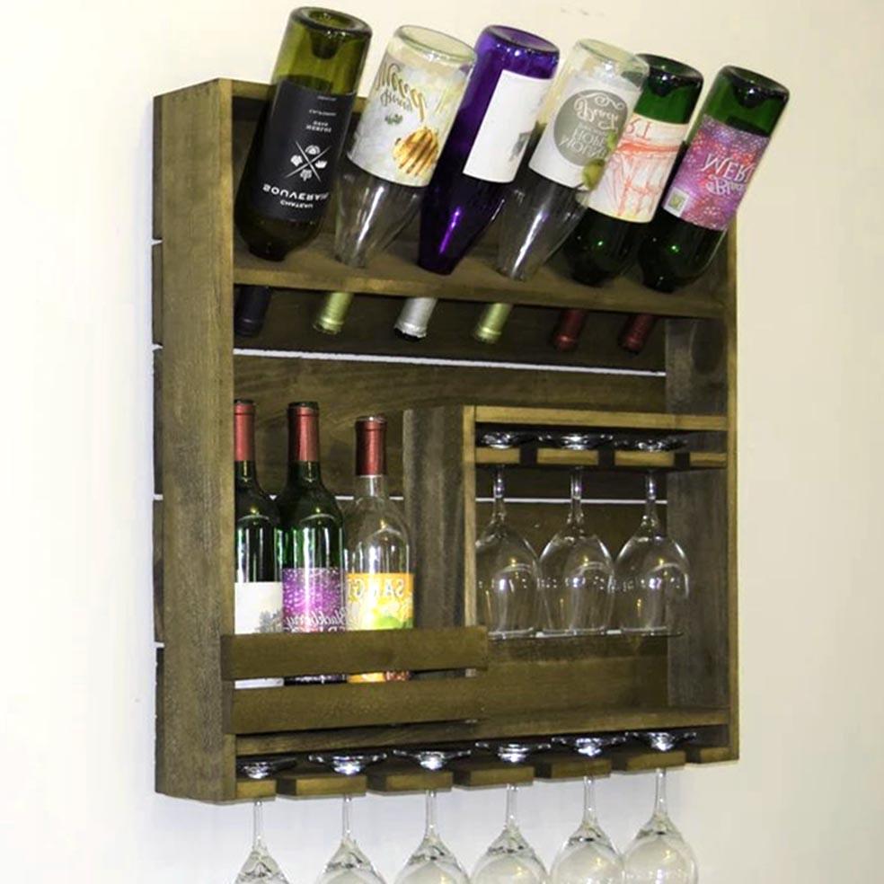 Полка для вина настенная из дерева Рифудзи Мускат (ПНК-009507)