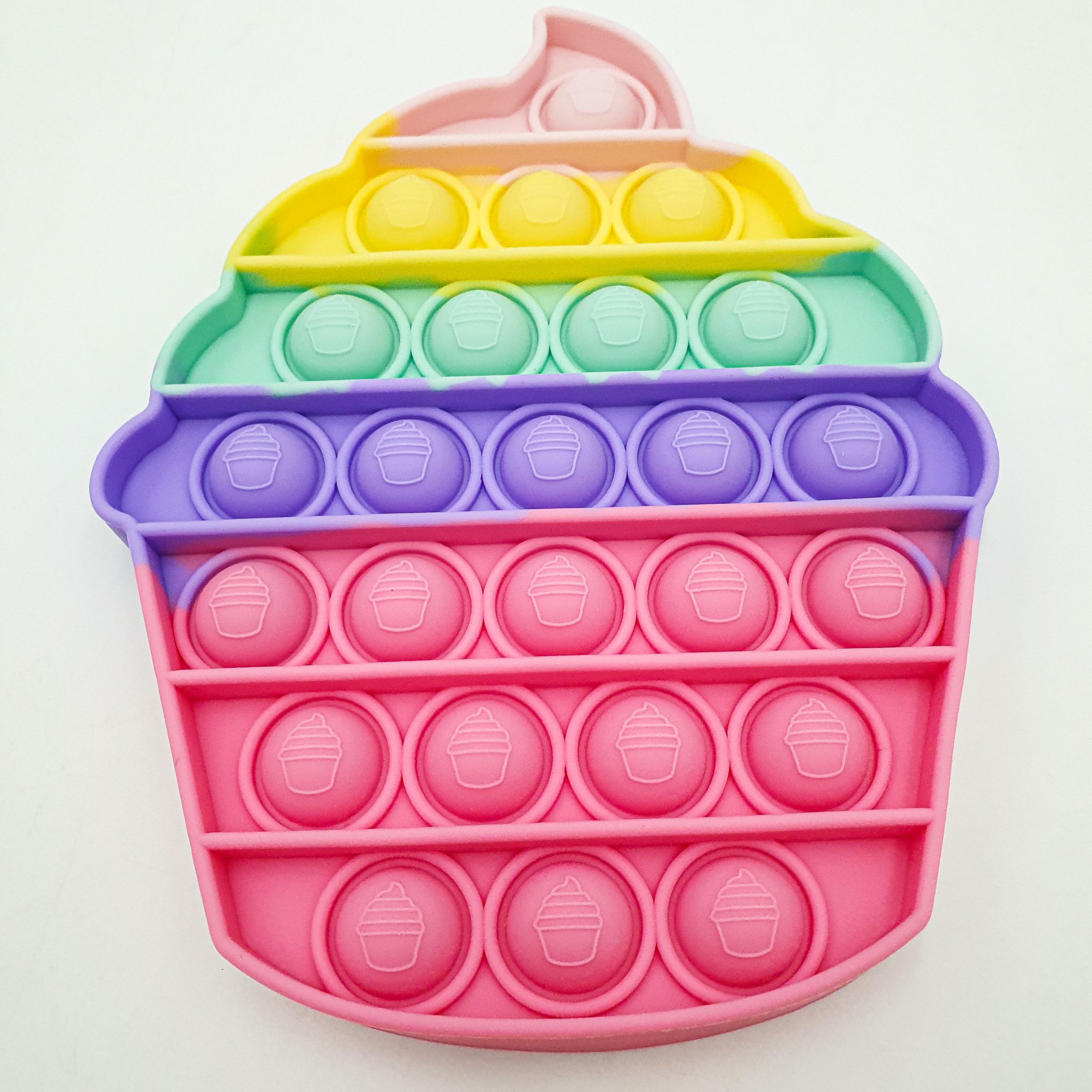 Сенсорная игрушка антистресс силиконовая бесконечная пупырка поп ит плотный UKC Pop It Fidget мороженное 1 разноцветный