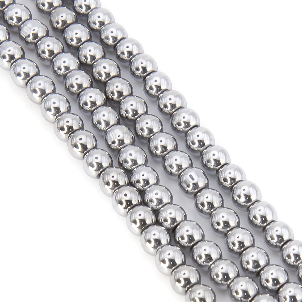Намистини гематитові куля 6 мм 40 см 72 шт. Сріблястий (БГ0060ш00)