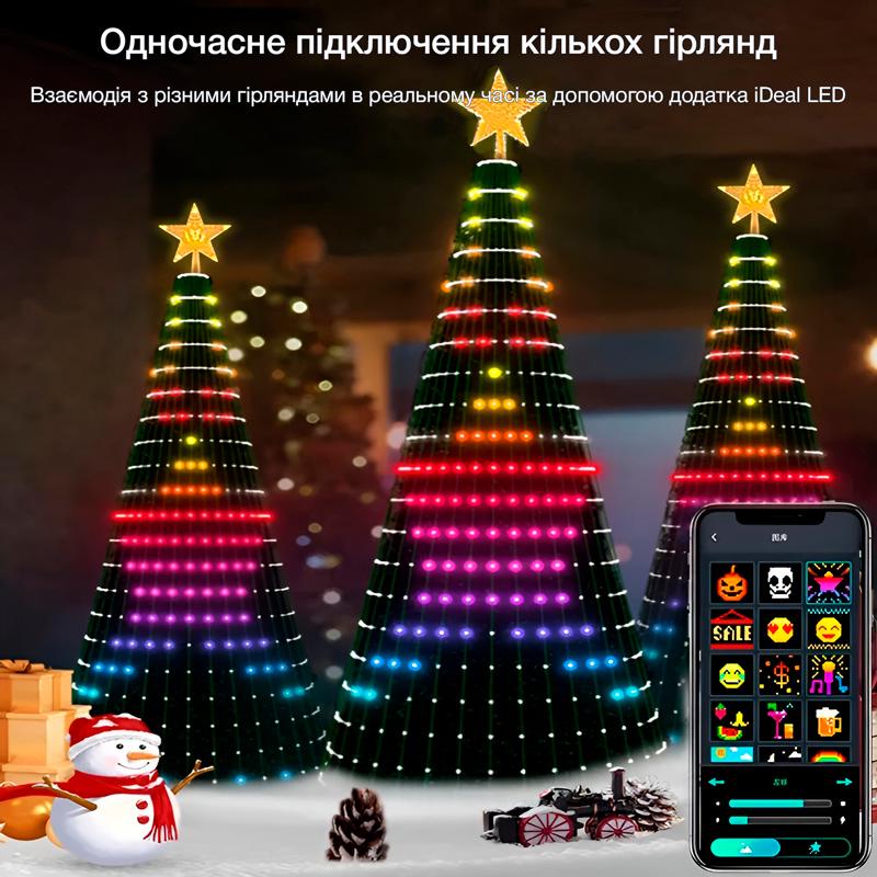 Гирлянда Smart iDeal на елку со звездой управление с пульта и телефона LED 2,1 м (1100) - фото 8 Гирлянда Smart iDeal на елку со звездой управление с пульта и телефона LED 2,1 м (1100) - фото 8