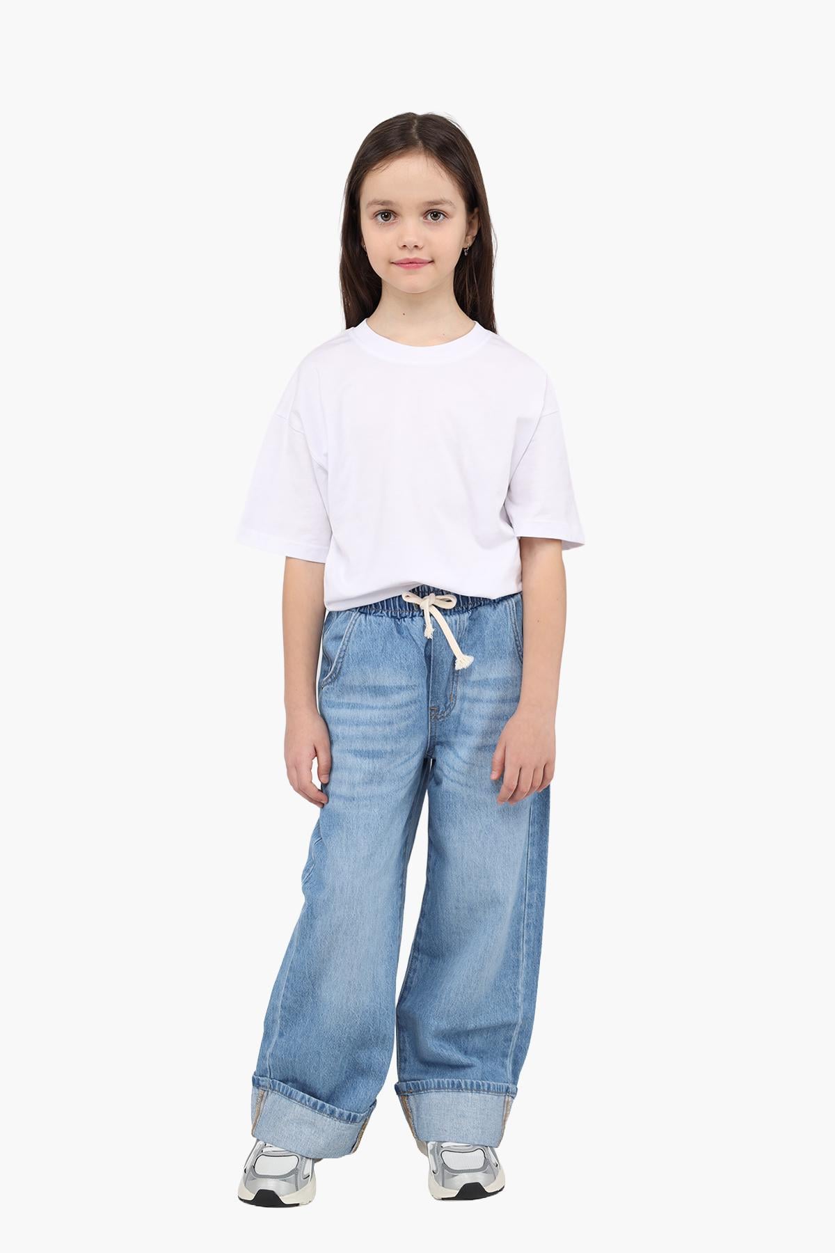 Джинсы для девочки Yuki Wide Leg 122 см Голубой (ЦБ-00290688)