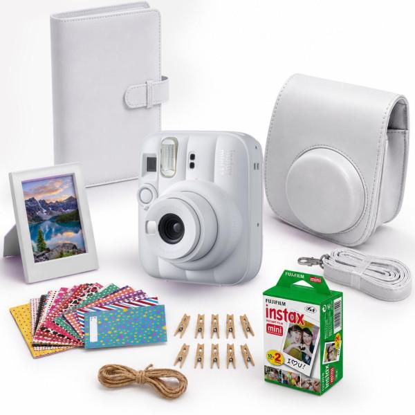 Набір камера моментального друку Fujifilm Instax Mini 13 з чохлом/фотоплівка 20 шт./фотоальбом 108/наклейки 20 шт./фоторамка Clay White (36603400)