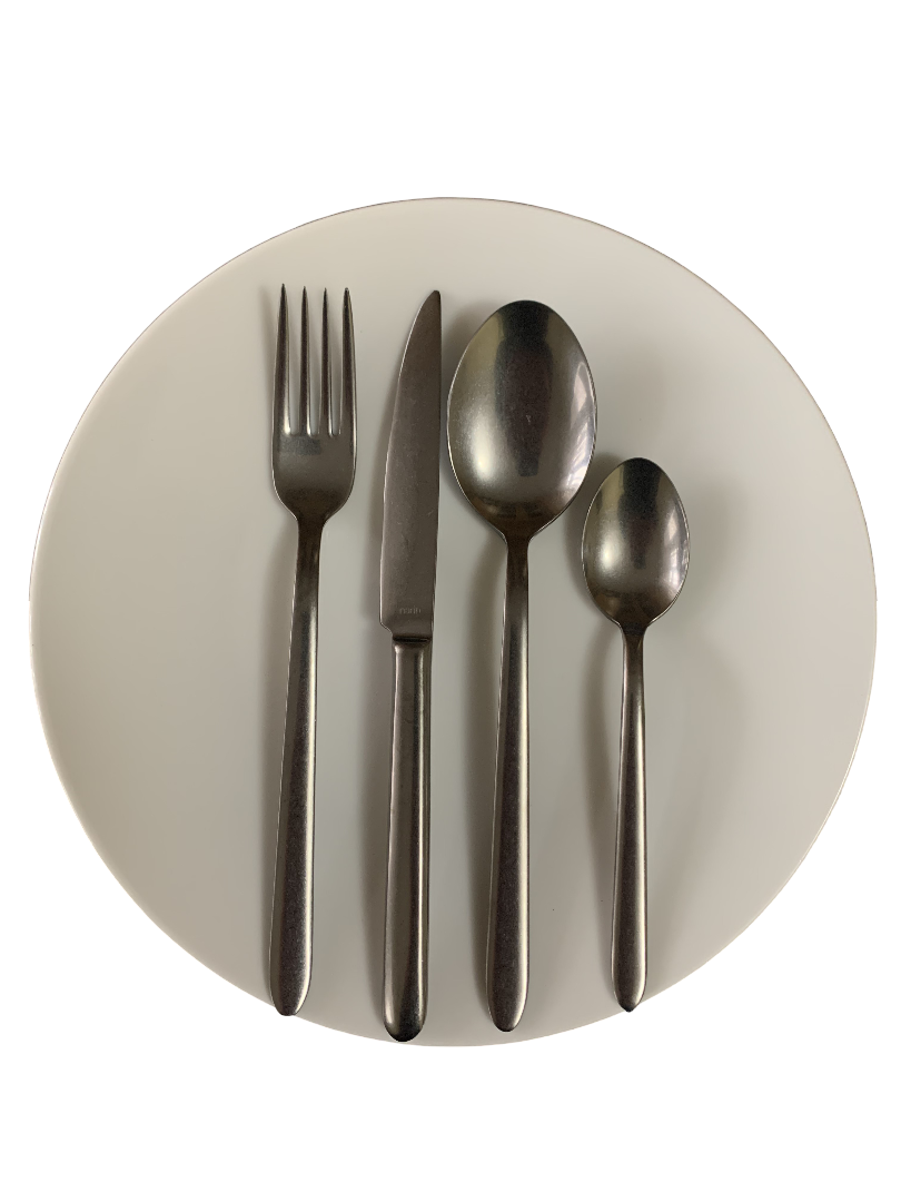 Набор столовых приборов Narin Plaides Retro Anthracite PVD Titanium 24 предмета