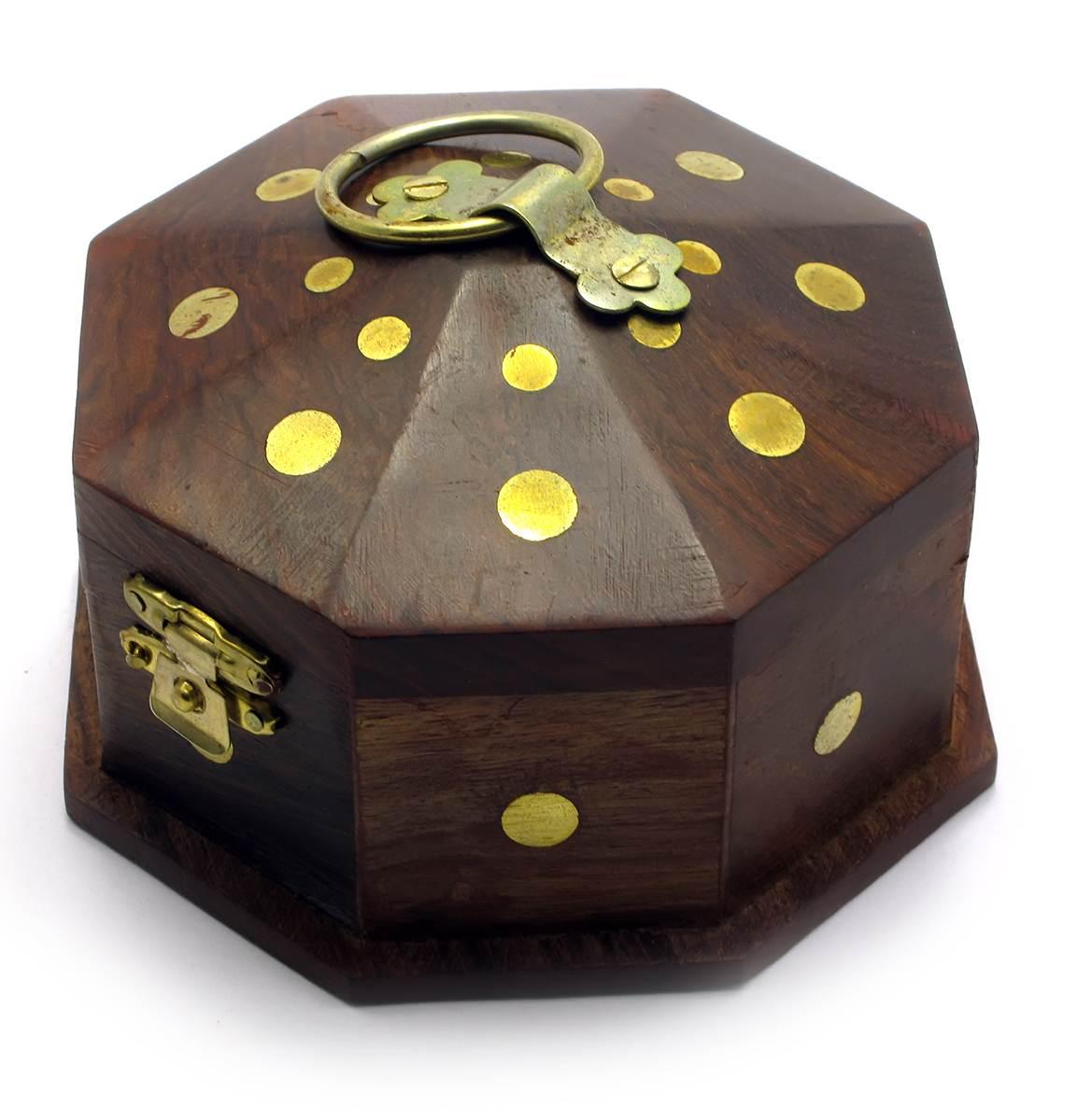 Ящик из розового дерева восьмигранный 10,5х10,5х6 см