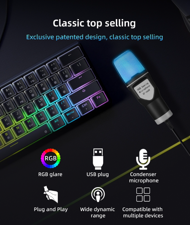 Микрофон YANMAI с RGB-подсветкой (SF666R) - фото 5 Микрофон YANMAI с RGB-подсветкой (SF666R) - фото 5