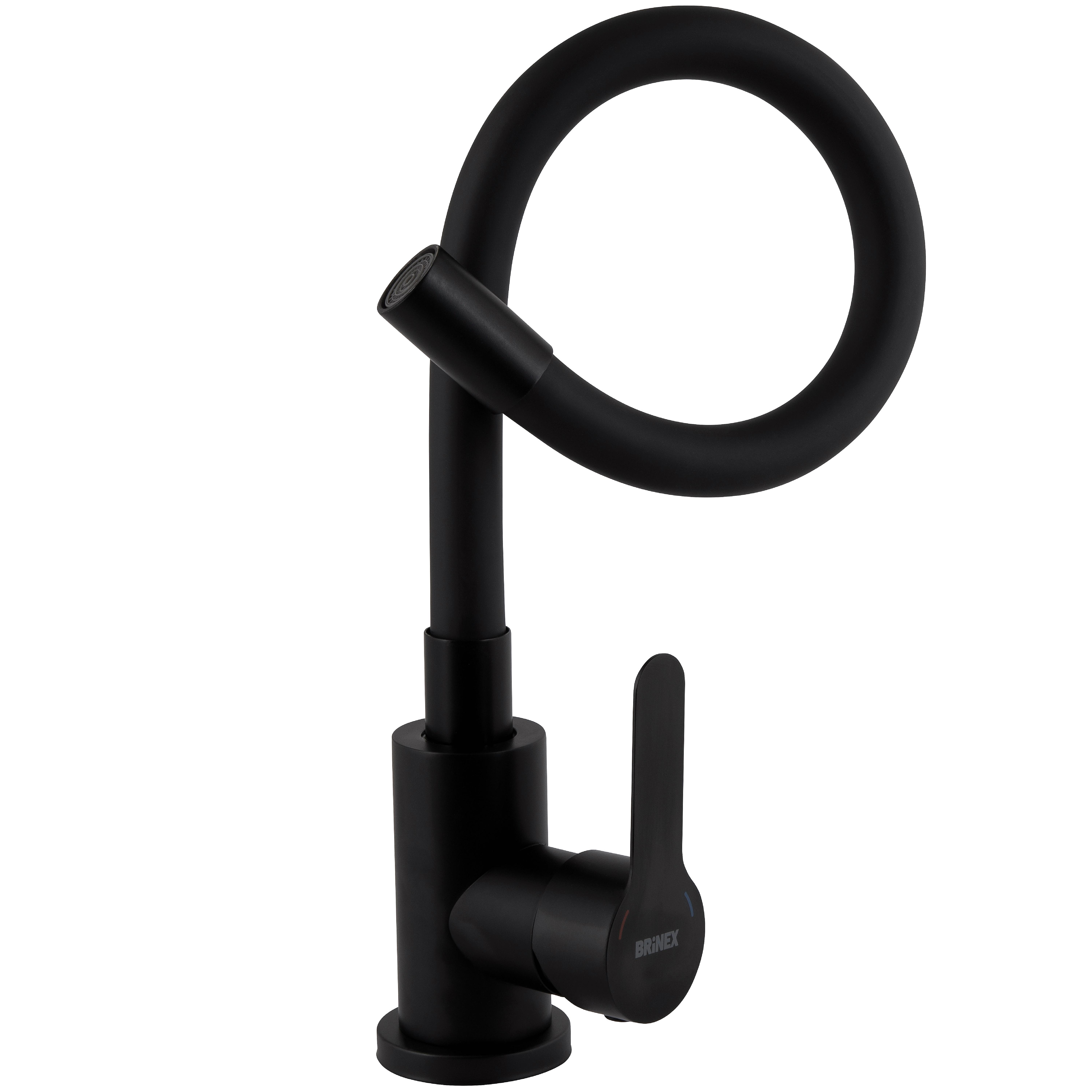 Смеситель для кухонной мойки Brinex Pure 015F3 с гибким изливом из нержавеющей стали Black Matt