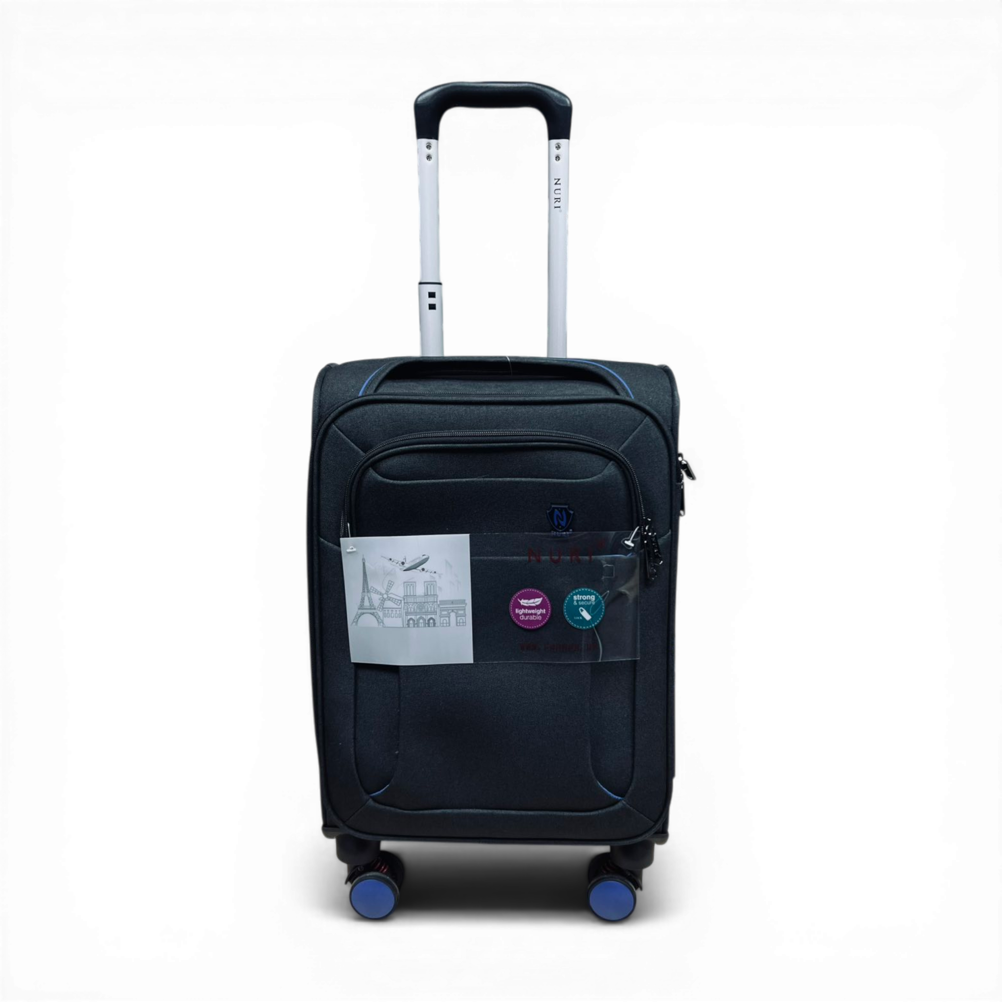 Валіза Nuri 2823-110 на 4 колесах міцна тканина S Black (11174)