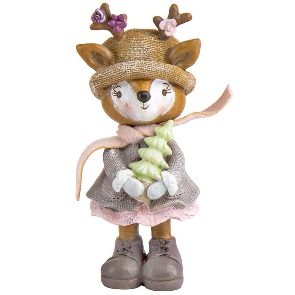 Новогодняя фигурка для праздничного интерьера Белочка в зимнем лесу 20 см из полистоуна Коричневый (147-81-6014-073)