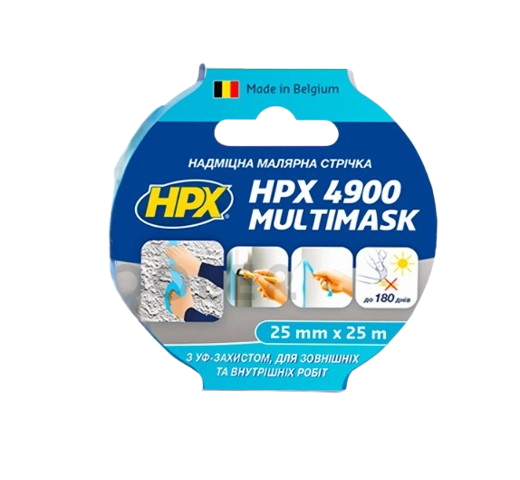 Малярна стрічка надміцна HPX 4900 Multimask з цианового паперу 25 мм х 25 м Блакитний