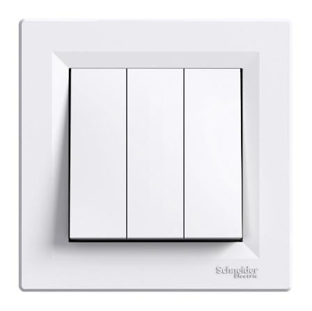 Выключатель трехклавишный Schneider Asfora Белый (24444)