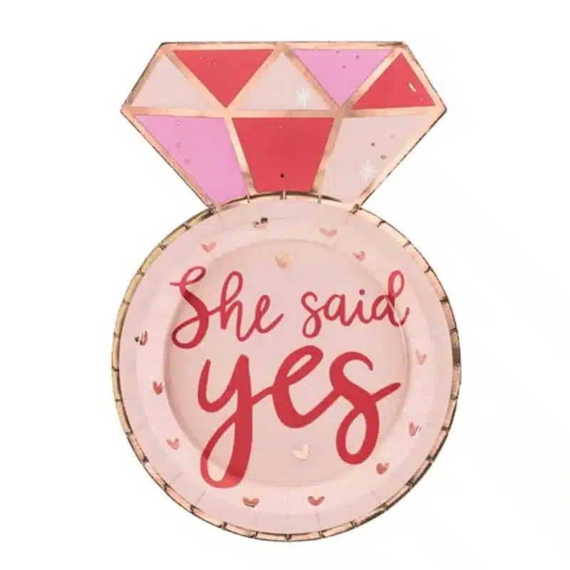 Набір паперових тарілок PartyDeco для Дівич-вечору Обручка She said Yes 6 шт. (5904555016910)