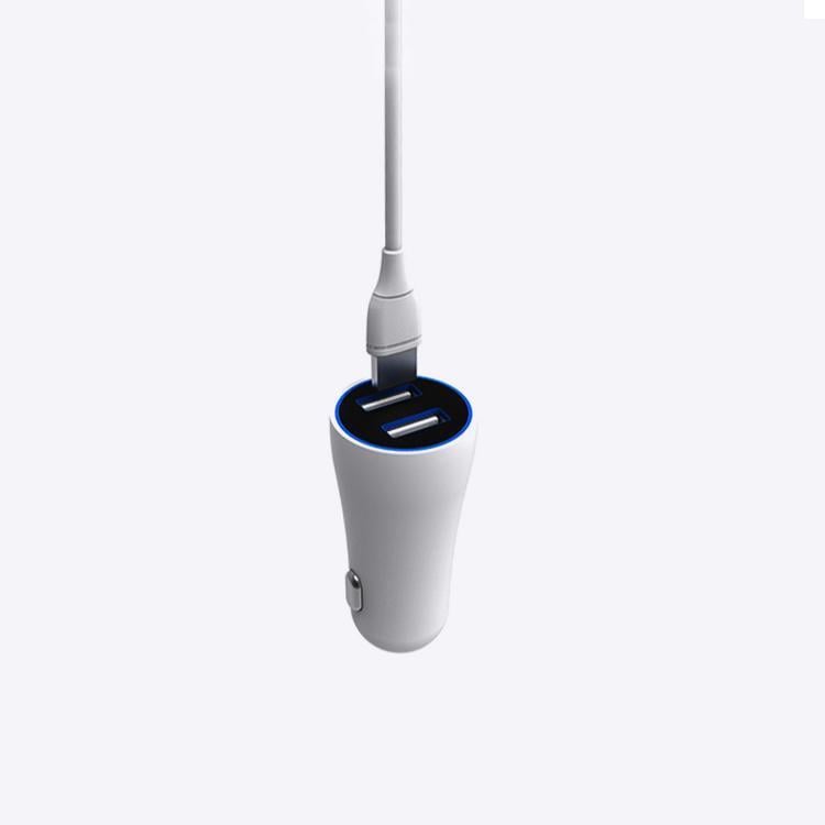 Автомобільний зарядний пристрій Aspor A902C 2USB/2,4A та USB кабель Lightning Білий (920006)