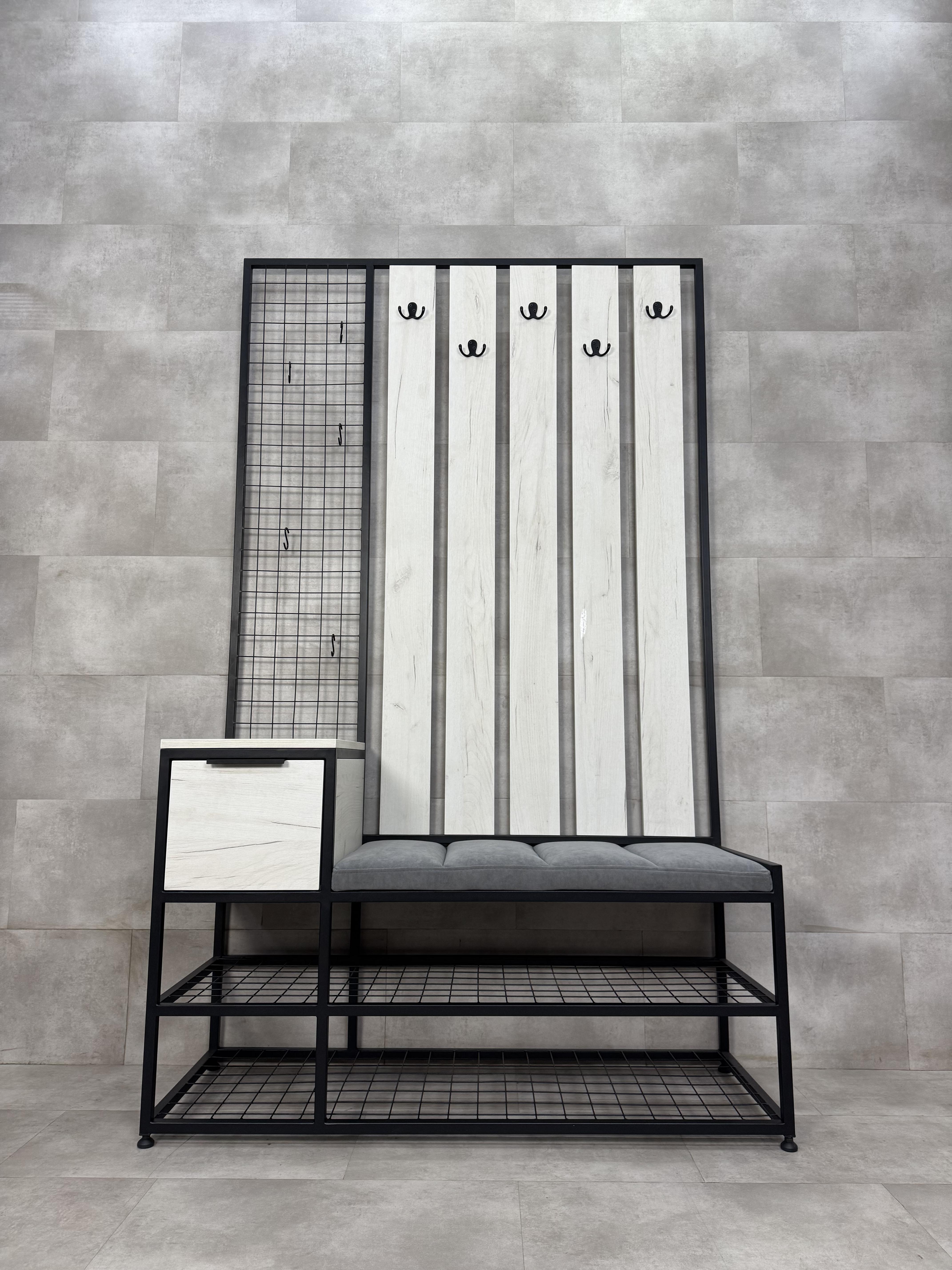 Прихожая из металла и массива ясеня P18.7-MY 2000х1200х400 мм