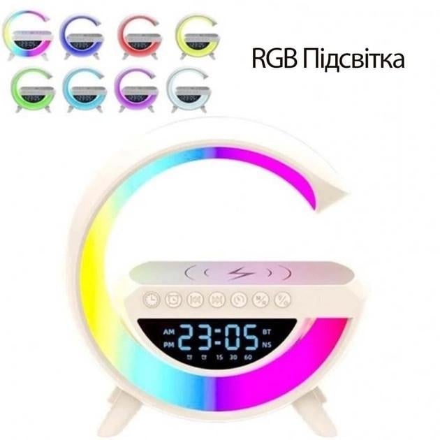 Колонка Bluetooth з бездротовою зарядкою G500 3в1 RGB з радіо 10 W 15 см USB SD FM AUX - фото 2