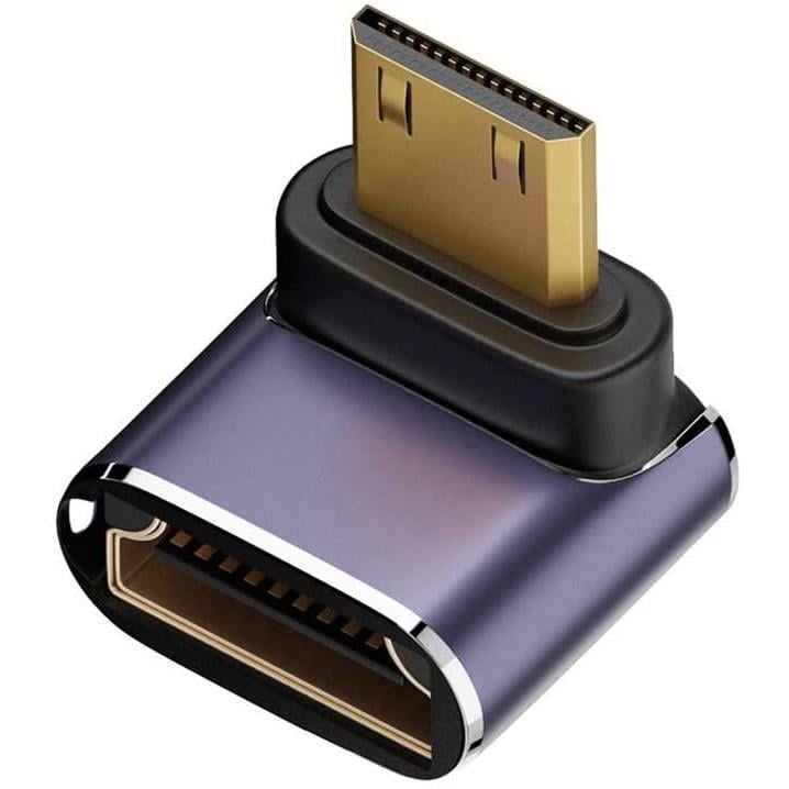 Переходник угловой SUNROZ Mini HDMI-HDMI M/F 8K LED Metal C8K-04 (A48579)