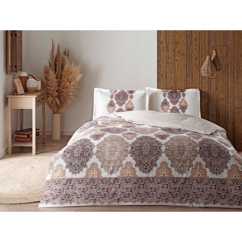 Постельное белье TAC Carina kahve v01 евро (svt-2000022231558)