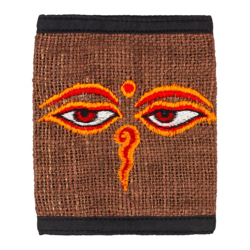 Кошелек конопляный Вышивка Любящие глаза 12,5х10,5х2 см Коричневый (27646)