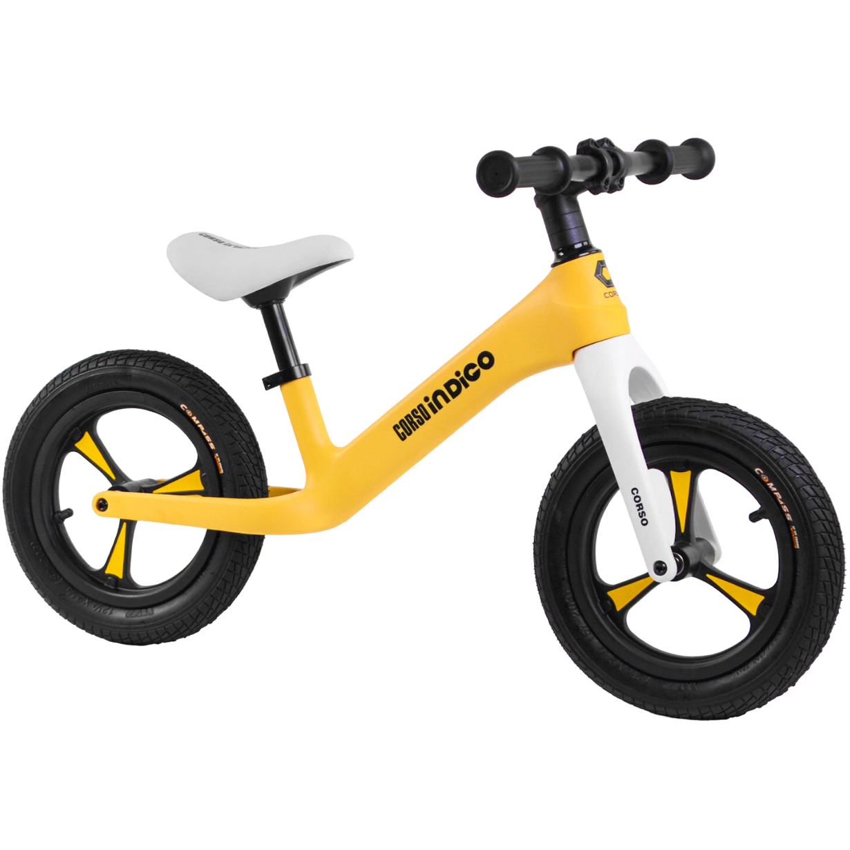 Беговел детский Corso Indigo 12" с нейлоновой рамой Желтый (D-4536)