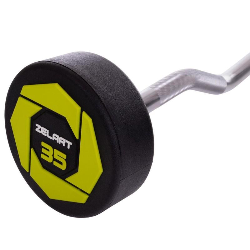 Штанга Zelart Urethane Barbell фиксированная изогнутая полиуретановая TA-2690-35 длина 110 см 35 кг (DR002582) - фото 3