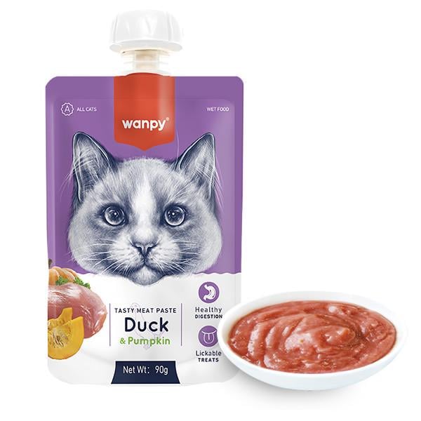 Корм для котов жидкий Wanpy Duck&Pumkin крем-пюре утка с тыквой дой-пак 90 г (RAС-39)