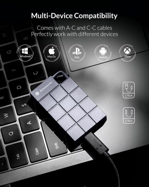 Внешний накопитель Yottamaster External Solid State Drive 1TB USB 3.2 Gen2 /Type-C GEN2 /Portable SSD 940 MB - фото 5