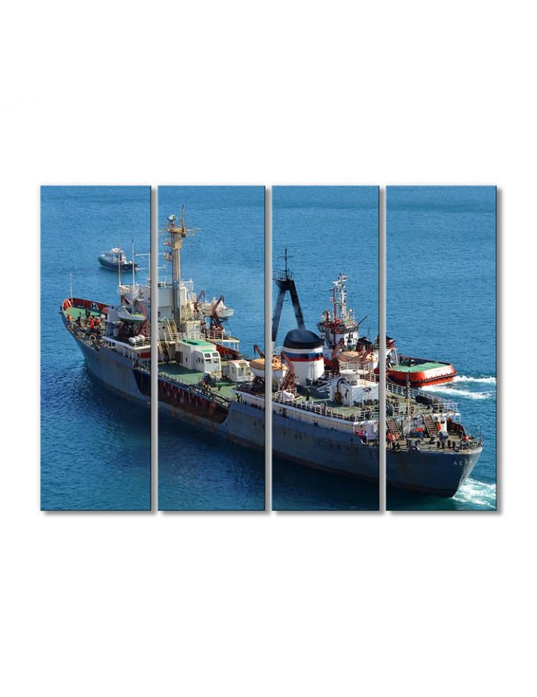 Картина модульная Судно 4 модуля 90x135 см