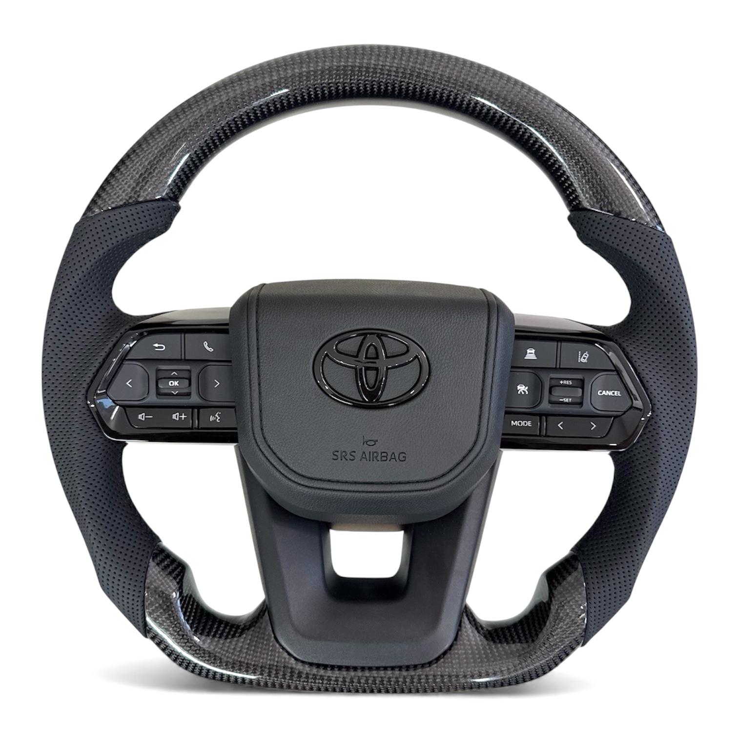 Руль анатомический для Toyota Land Cruiser 200/Prado 150 с подогревом Черный логотип в сборе Карбон (31139376)