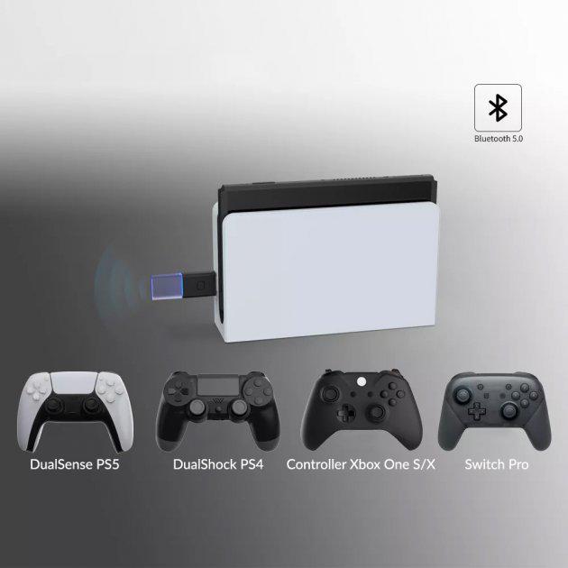 Адаптер-ресивер Dobe USB Bluetooth 5.0 для геймпадов DualSense PS 5/5 Digital Edition/DualShock PS4 PRO/Slim/Fat Microsoft Wireless Controller Xbox One/S/X Nintendo Switch Pro (9358988) - фото 7