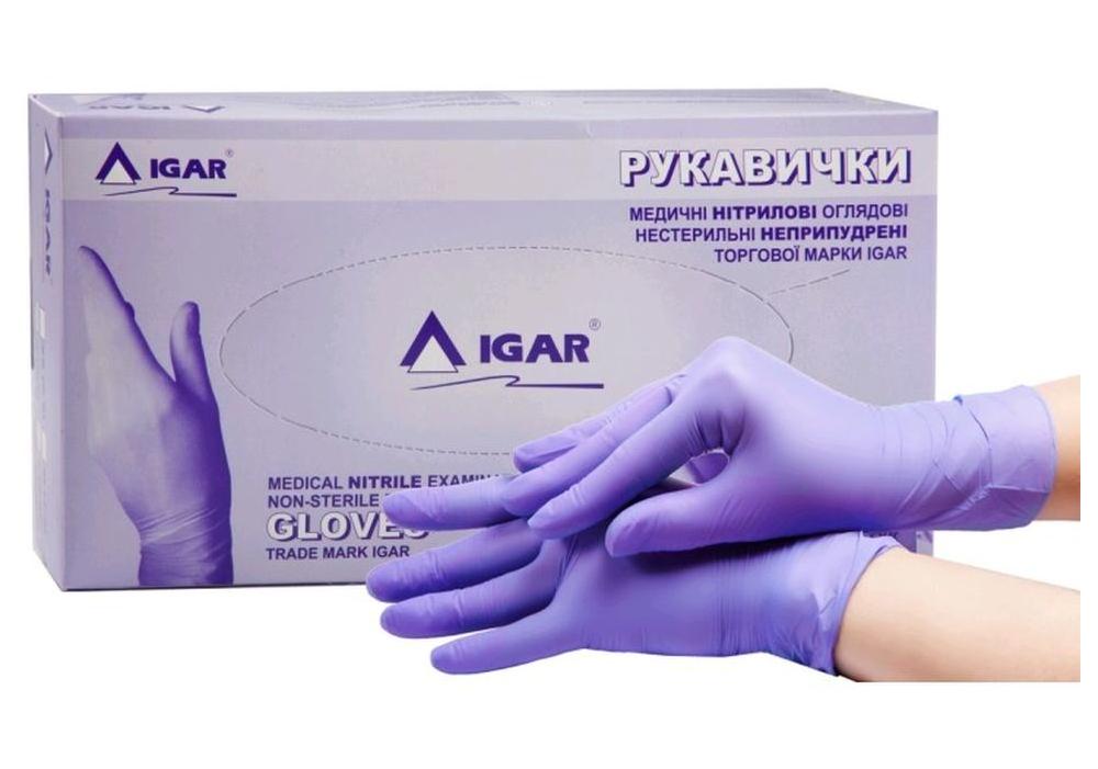 Рукавички нітрилові неопудрені IGAR L 200 шт. Синій - фото 2