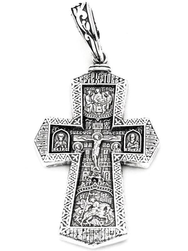 Хрест чоловічий срібний Розп'яття Христове Апостоли Петро і Павло