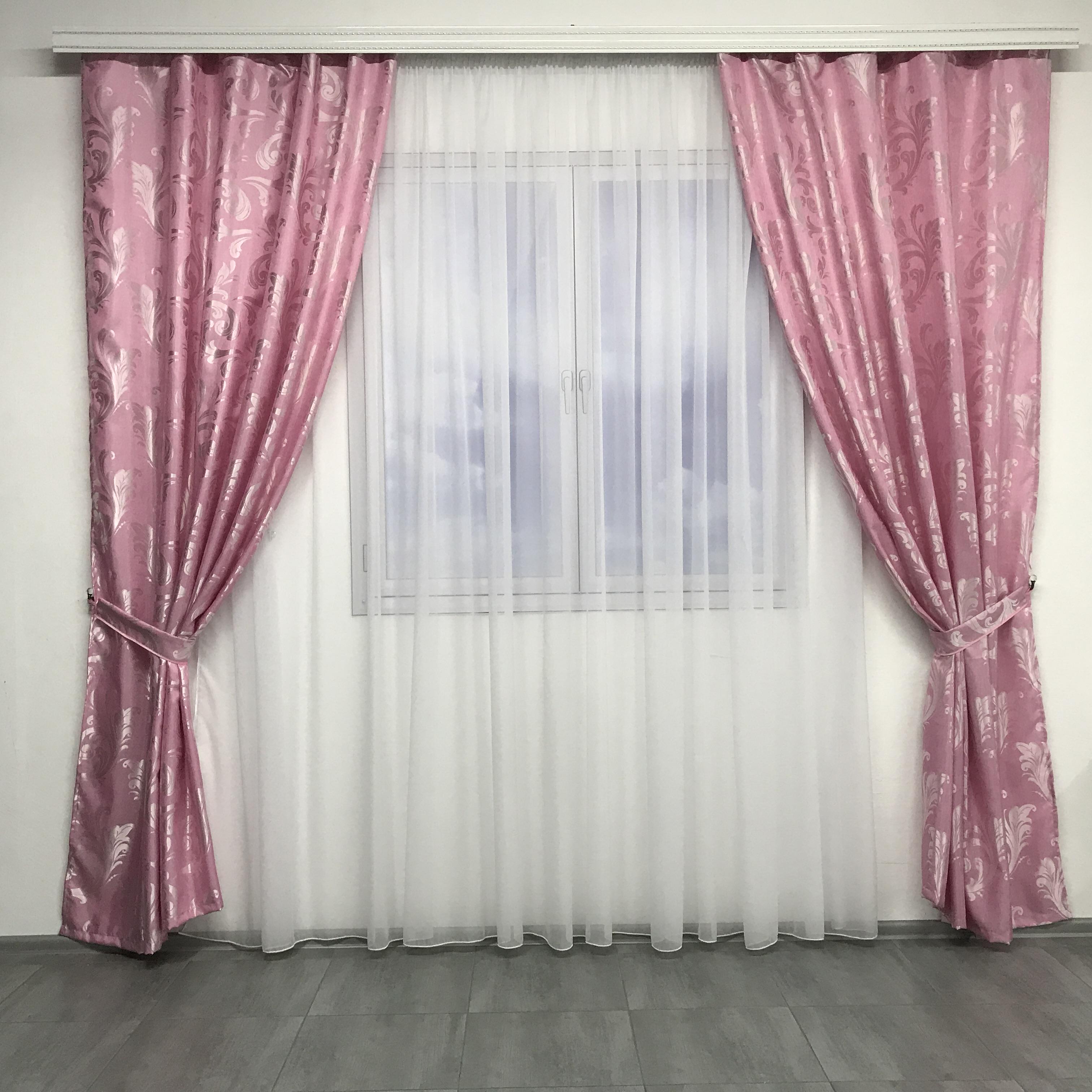 Шторы жаккардовые ALBO 150x270 см 2 шт. Розовый (SH-С32-13)
