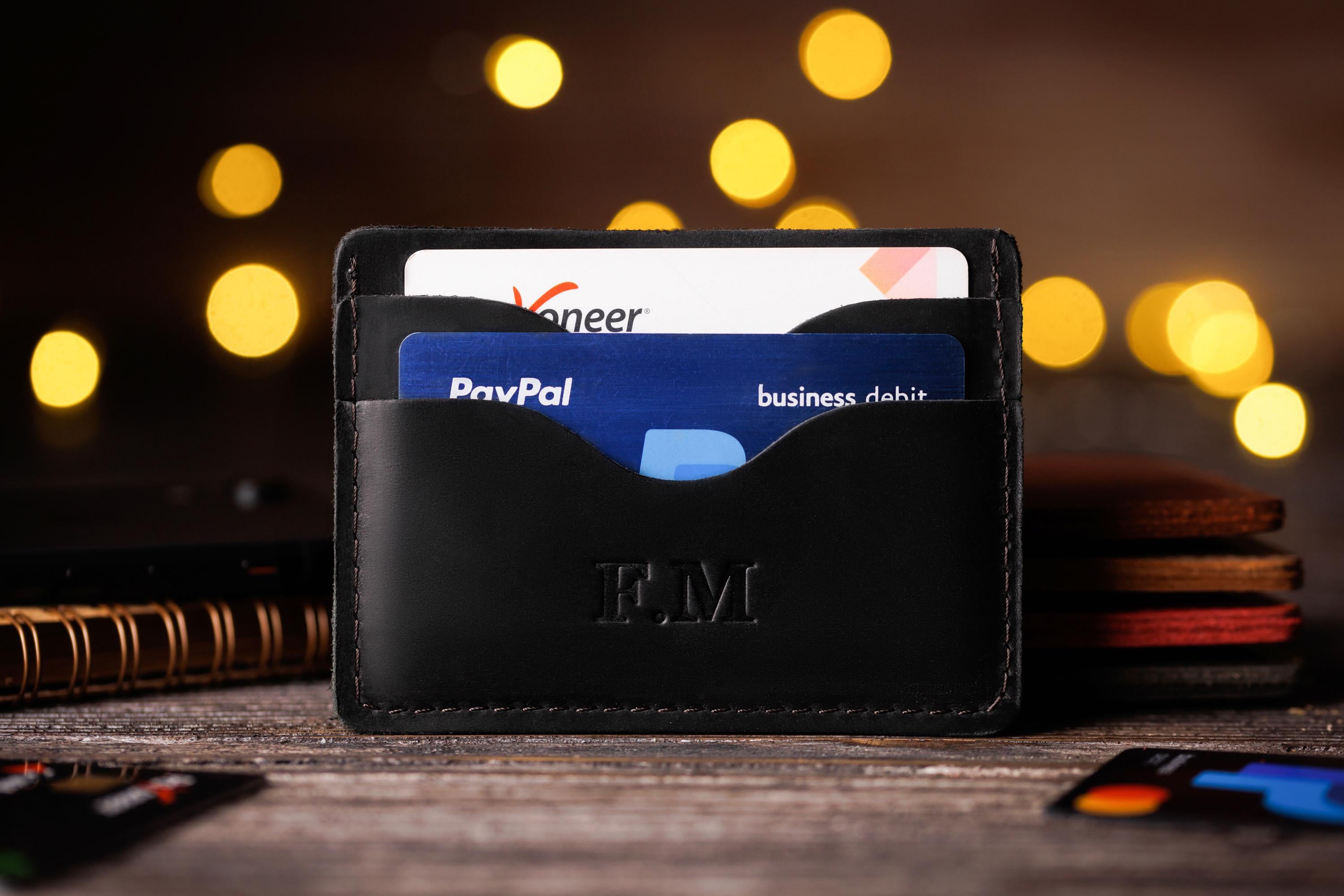 Візитниця для карток шкіряний з персоналізацією Чорний (1101)