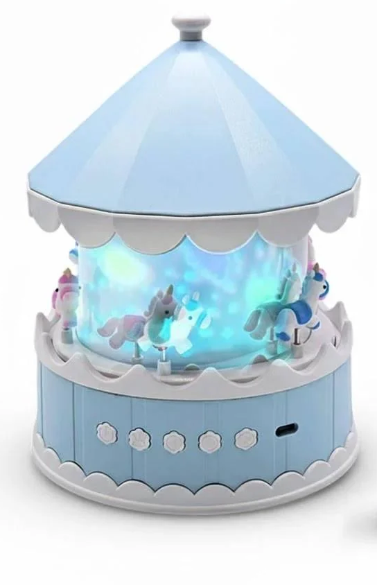 Нічник-проектор карусель конячок USB 20 слайдів Блакитний (8e021daf)
