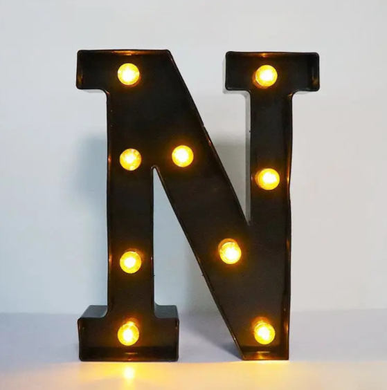 Літера з підсвіткою N об'ємна маленька 22x18 см Чорний (Ч1254) Літера з підсвіткою N об'ємна маленька 22x18 см Чорний (Ч1254)