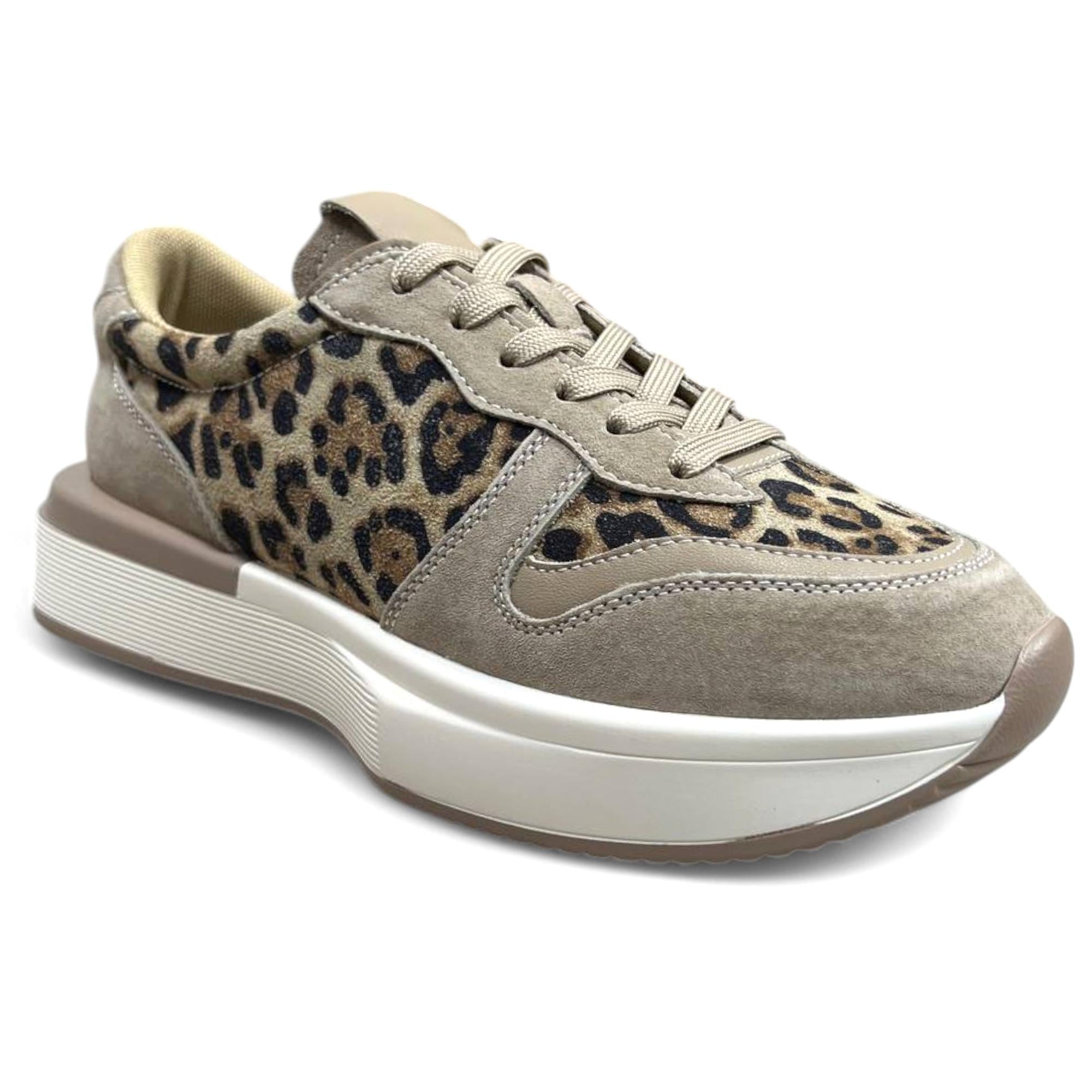 Кроссовки женские осенние Wollen р. 39 Бежевый леопардовый (035602-39)