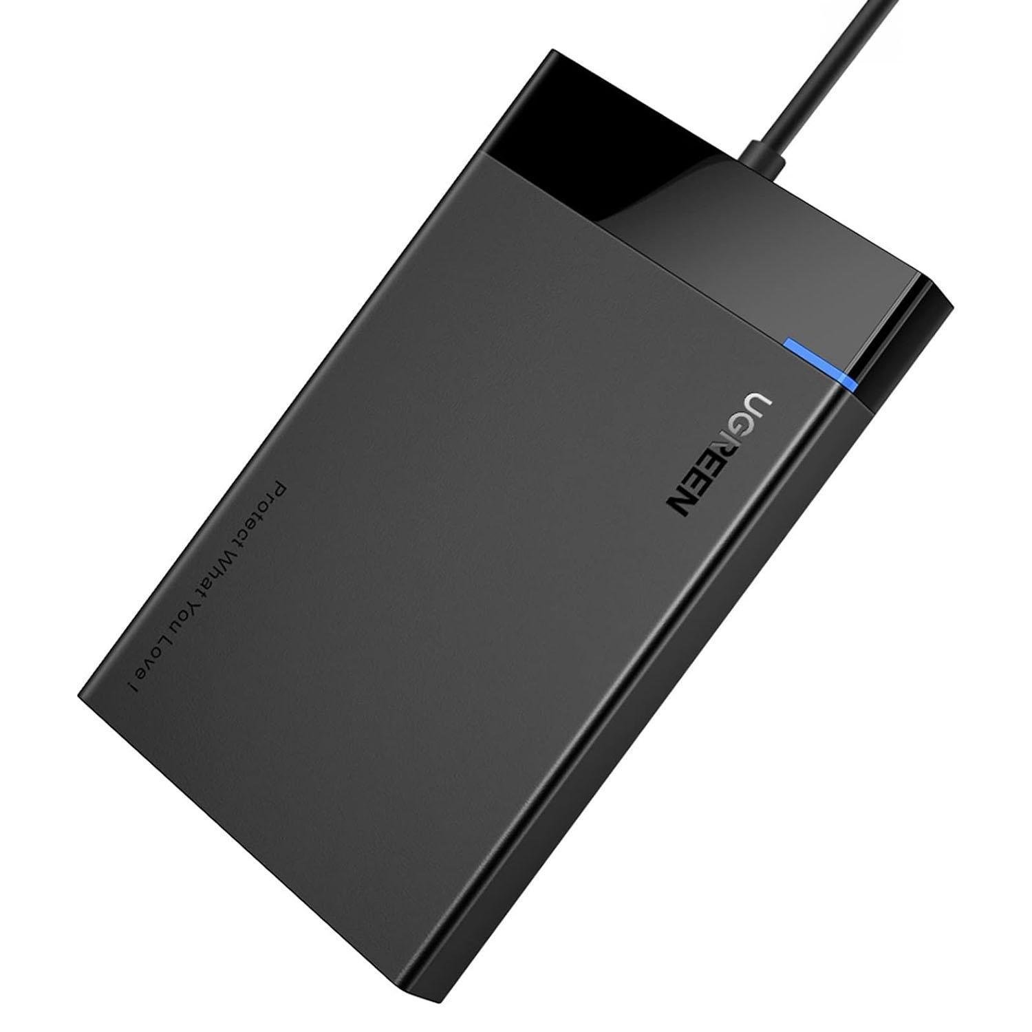 Корпус UGREEN для SSD/HDD 2.5"/5 Гбіт/с SATA III з USB кабелем 0.3 м Чорний (30847)