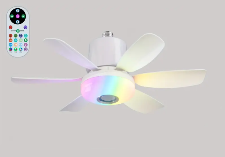 Вентилятор потолочный с подсветкой/колонкой Bluethooth и пультом ДК 47 см Белый (28206970)
