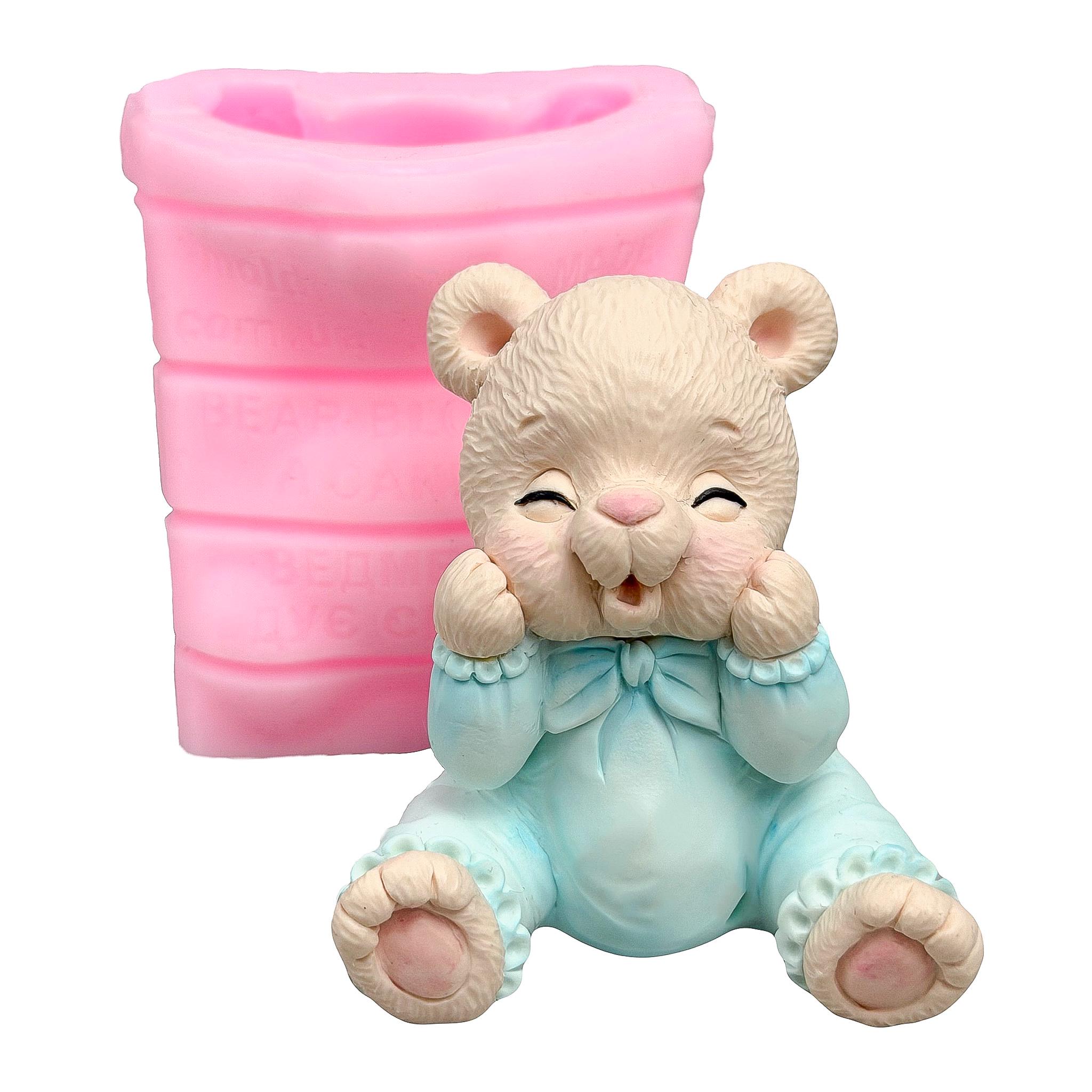 Молд силиконовый Мишка дует свечу (12751)