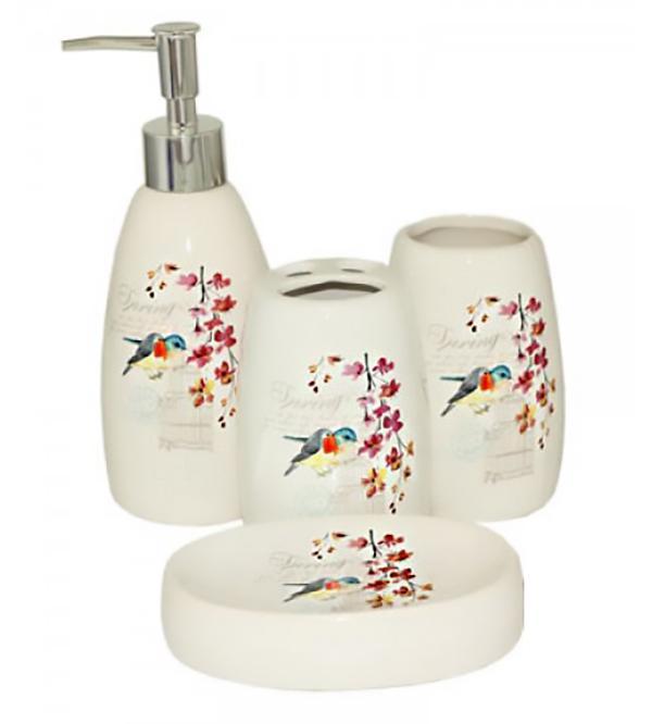 Набор аксессуаров для ванной комнаты керамический SNT Птичка (MSN-888-06-009)