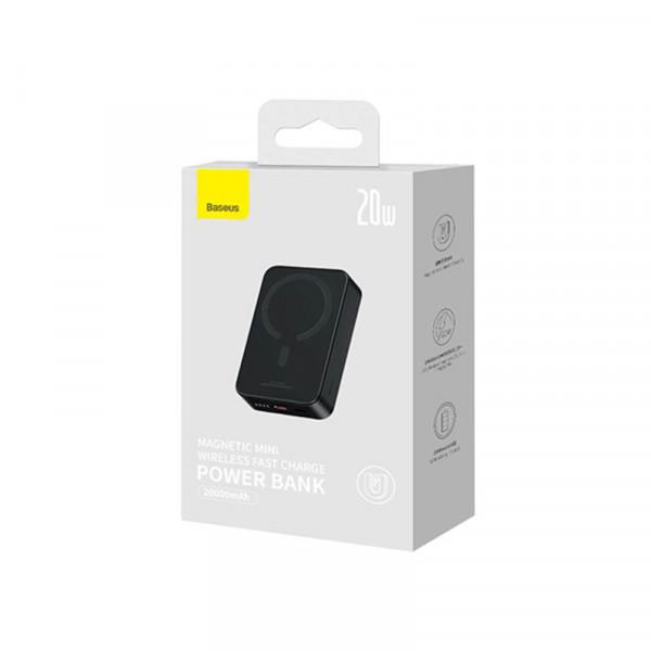 Повербанк с беспроводной зарядкой BASEUS Magnetic Mini Wireless Fast Charge Qi 15 W 2в1 20000 mAh 20 W 2,4 A QC3.0+PD3.0 Black (PPCX150001) - фото 14