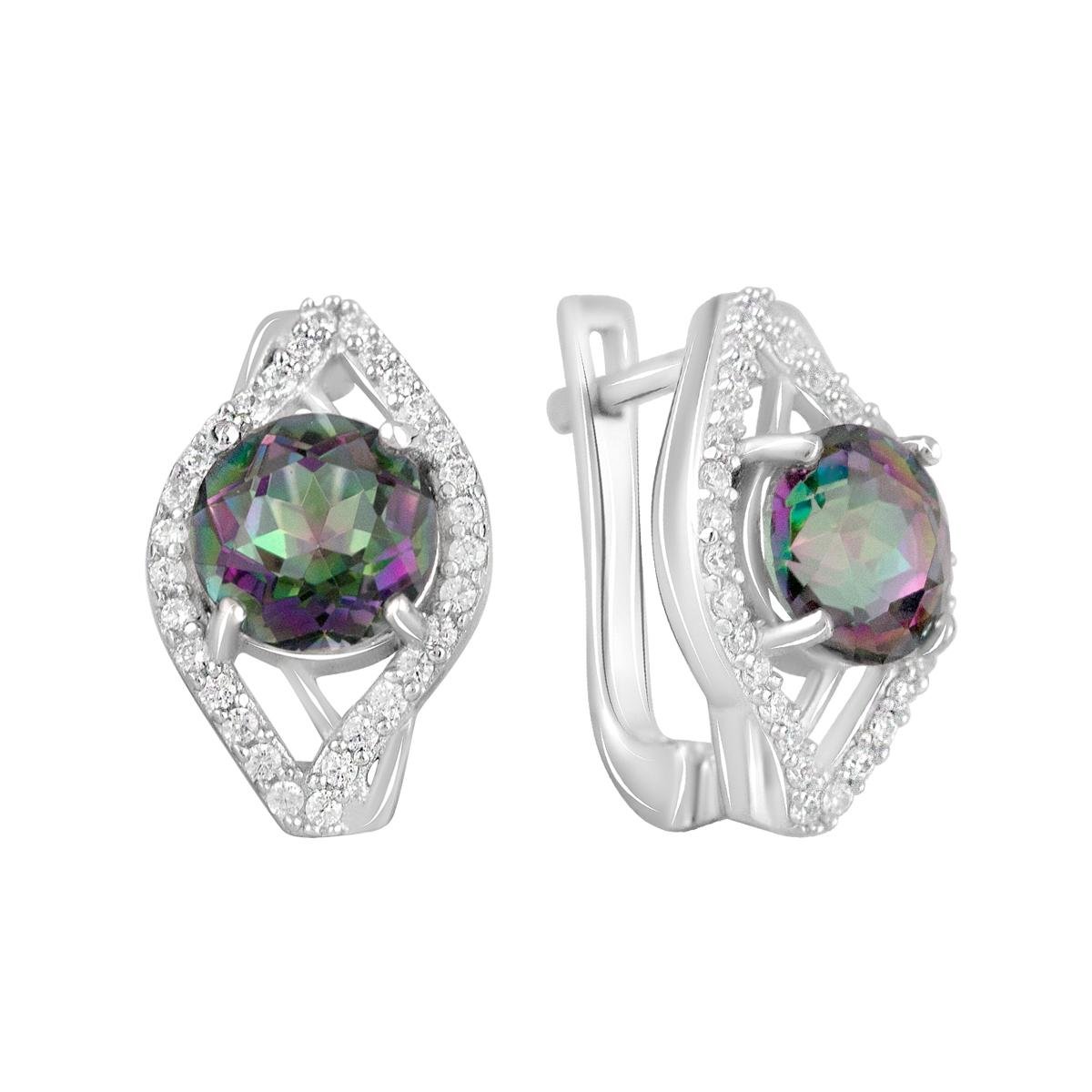 Серебряные серьги с мистик топазом 5,17 ct (2112969)