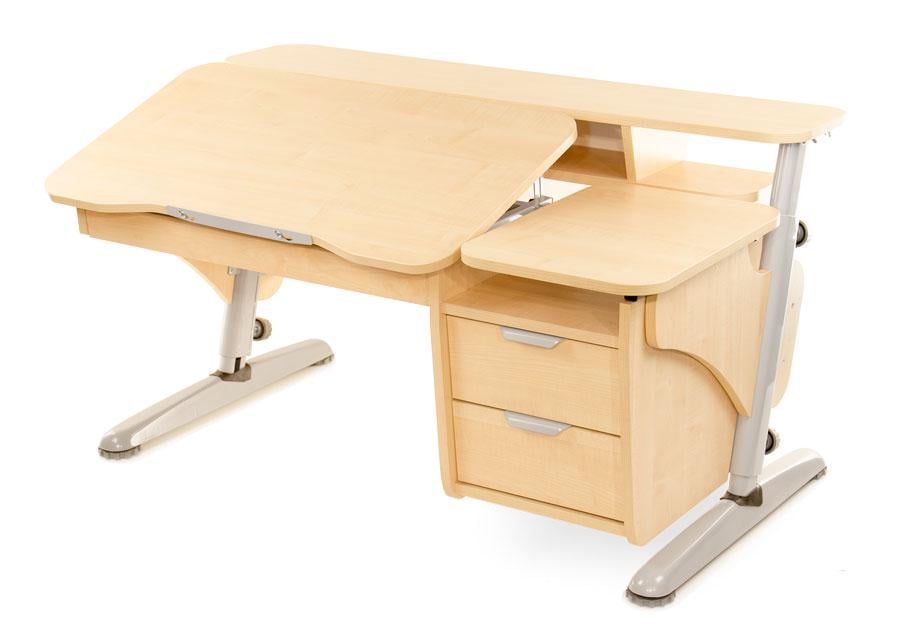 Парта детская Pondi Эргономик с тумбой Клен/Серый