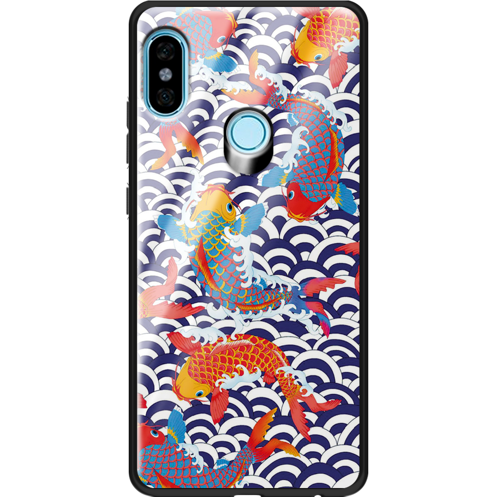 Чехол BoxFace Xiaomi Redmi Note 5 / Note 5 Pro Koi Fish Черный силикон со стеклом (32971-up2477-37747)
