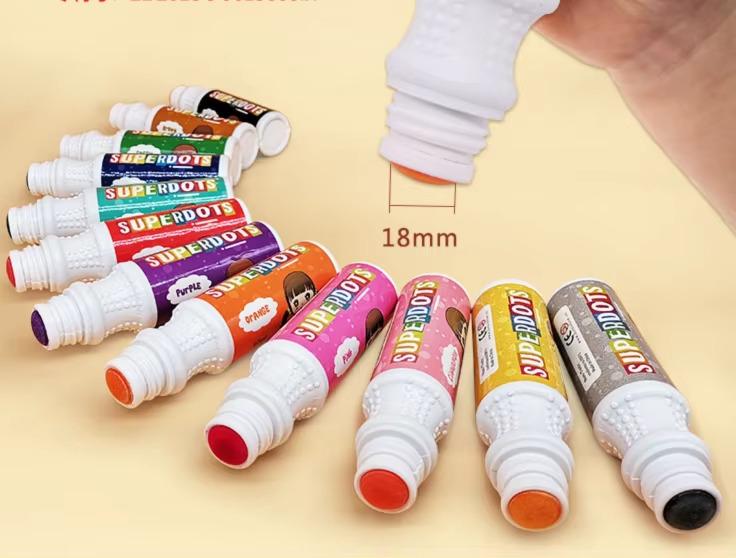 Маркеры пальчиковые DOT для творчества точечные краски для рисования и живописи на водной основе 12 цветов - фото 8