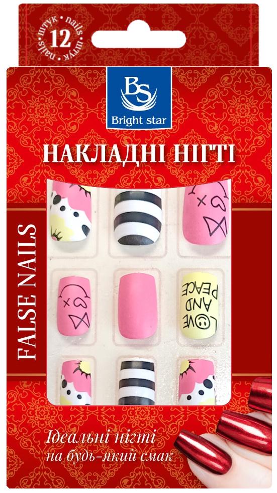 Накладные ногти Bright Star с рисунком в упаковке 12 шт. (KP811-14)