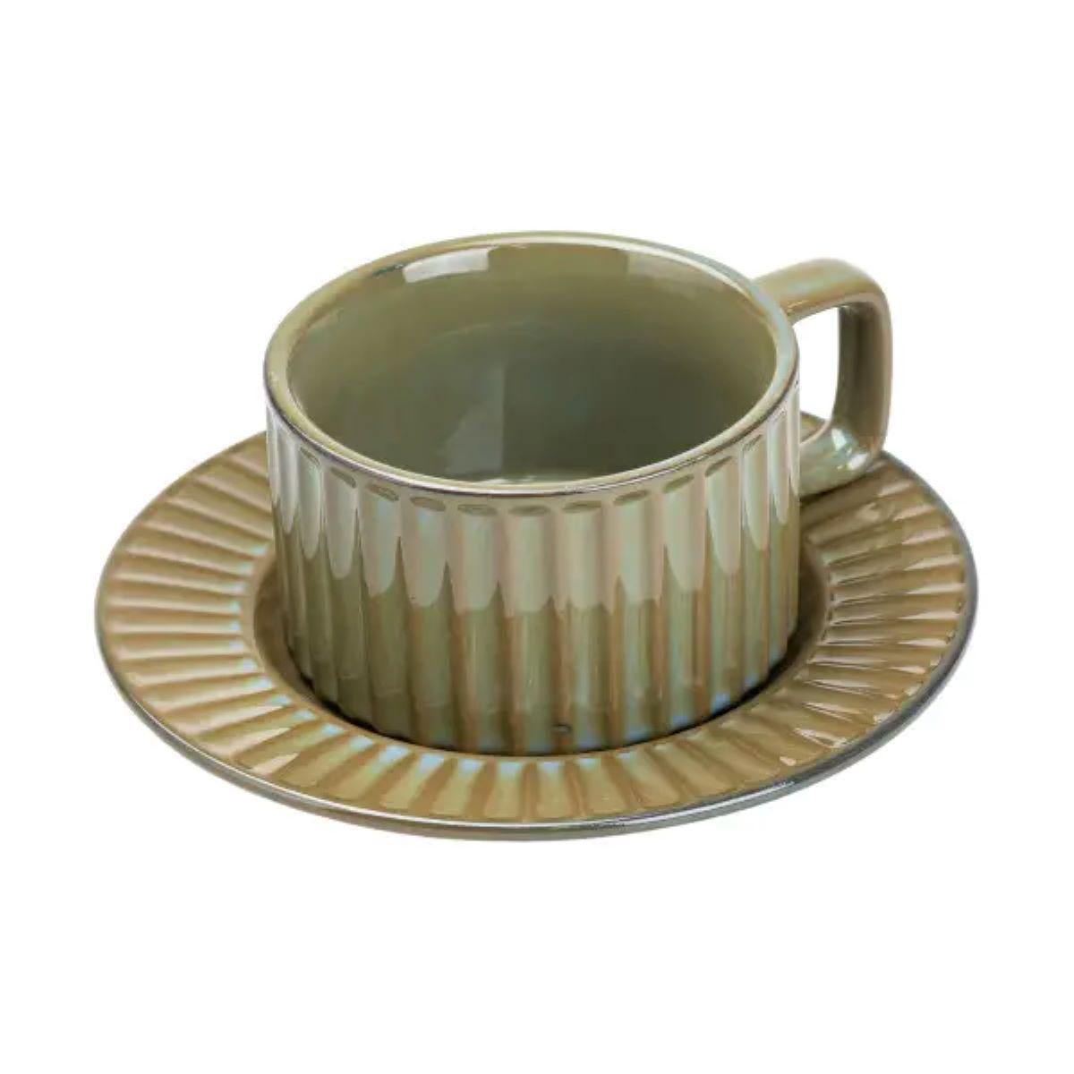 Чашка із блюдцем Lighthouse 250 мл Смарагдовий (LG-20132) (113962) - фото 3